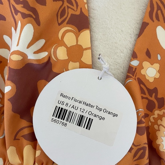 Princess Polly Retro Floral Orange Halter Top - Picture 8 of 11